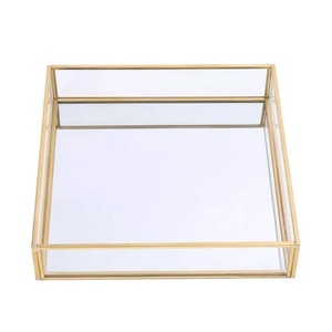 Plateau en verre doré de luxe de style européen plateau de présentation rectangulaire en métal plateau décoratif pour bijoux personnalisés moderne - Product Image 5