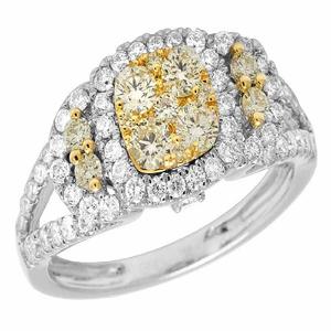 Two Tone Yellow & White Plated 925 Silver Halo Moissanite Diamond Engagement <b>Iced</b> Out <b>Ring</b> Wedding Jewelry - Product Image 2