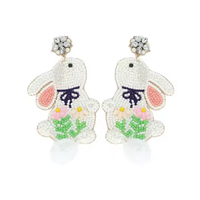 Boucles d'oreilles brodées de perles de lapin blanc, bijoux en perles de riz faits à la main, style classique pour femmes, directement d'Inde