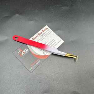 Pince à cils à pointe en fibre de logo personnalisé, rouge, blanc, droite à 90 degrés, forte adhérence, pince à cils en acier inoxydable durable - Product Image 2