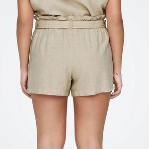 Pantalones cortos de algodón personalizados de verano de alta calidad con cordón y dos bolsillos laterales para mujer, pantalones cortos de algodón de Color sólido informales transpirables - Product Image 2