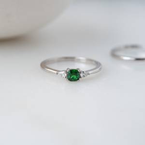 Unique Design <b>Handmade</b> Premium High Quality Beautiful Emerald 925 Sterling <b>Silver</b> Gemstone Prong Set Certified Ring Romantic - Product Image 1