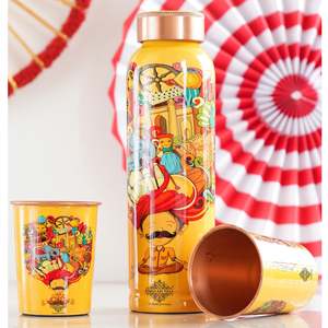 Juego de Botella y Vaso de Cobre con Estampado Meena de Rajasthani para una Experiencia Premium en Bebidas - Product Image 2