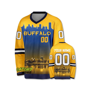 Camiseta personalizable de sarga de aparejos para hombre para hockey sobre hielo, ropa sublimada con logotipo del equipo OEM, ropa uniforme - Product Image 2