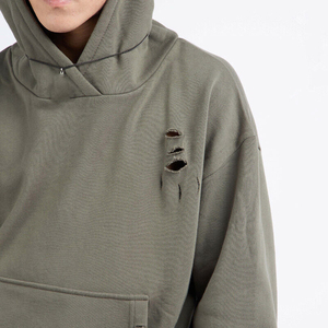 Vente en gros de sweats à capuche délavés à la mode pour hommes sweat à capuche vintage surdimensionné en pierre lourde pour l'hiver - Product Image 2