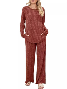 Ensemble décontracté en tricot à capuche pour femme en 2 pièces, manches longues, respirant, taille plus, tenue assortie d'automne, uni, au-dessus du genou - Product Image 2