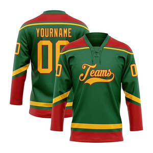 Camiseta de hockey sobre hielo personalizada para hombres y adultos, cuello de encaje, nombre y número de equipo personalizado, camiseta de técnica de sublimación con logotipo bordado - Product Image 2