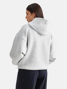 Sweat à capuche surdimensionné personnalisé en gros avec logo, épaules tombantes, sweat à capuche en molleton de coton uni pour femmes, streetwear - Product Image 5