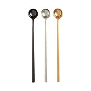 Top vente 3 couleurs café thé remuer longue poignée crème glacée Dessert cuillères en métal au meilleur prix - Product Image 1