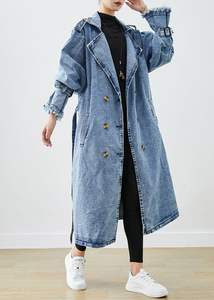 Veste en jean longue classique pour femmes Chic surdimensionné palangre polyvalent genou à la mode superposition essentiel Vintage Streetwear - Product Image 6