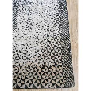 Gulmarg AKPS-3010 Hand Knotted Silk <b>Rug</b> Grey <b>Black</b> Geometric Abstract Pattern for Home Living Hallway Bedside-Rectangle Shape - Product Image 4