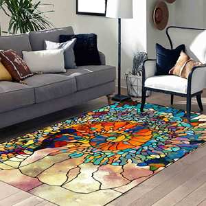 Tapis imprimé fractal abstrait, décoration de bureau moderne en chenille, tapis en velours - Product Image 1