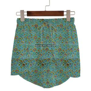 Nuevos pantalones cortos de algodón con estampado de bloques para mujer, estilo baby doll, para verano, colección de playa para chicas - Product Image 2