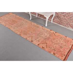Turkish Rug, 0.2x10.8 ft <b>Runner</b> Vintage Rug, Herki <b>Red</b> Brown Floral Rug - Product Image 2