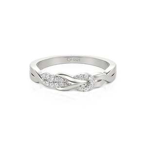Jeulia Hercules Knot Twist Pave Wedding Band-Fashion Rhodium-Plated Alloy <b>Ring</b> for Women - Product Image 1