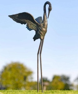 Style campagnard bronze grue Figurine oiseau Statue grande taille extérieur jardin décor moderne héron grue Statue oiseaux métal animaux - Product Image 4