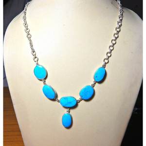 Collar hecho a mano de Plata de Ley 925 turquesa natural regalo de moda para niñas y mujeres - Product Image 1