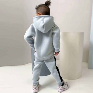 Kids Plus Size Fleece Tracksuit with Solid Hoodie and <b>Matching</b> <b>Jogger</b> Pants for Boys and Girls Winter Wear - Product Image 6