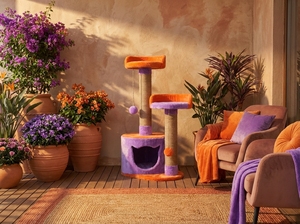Torre y Árbol para Gatos Elite Sunset Palace Classic de Yute con 3 Niveles, Empaquetado en Cartón Ecológico para Uso en Interiores - Product Image 3