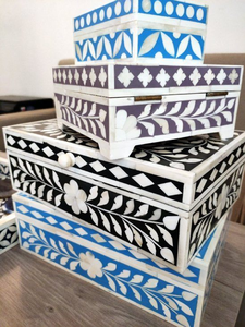 Chic Storage <b>Box</b> with Mother of Pearl Inlay Artisan Crafted Chic Storage <b>Box</b> Lid Unique <b>Box</b> for <b>Keepsakes</b> - Product Image 3