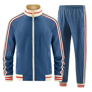 Top des tendances hommes coupe décontractée survêtement poches latérales fermeture à glissière complète col montant veste à manches longues ensemble de pantalons de jogging - Product Image 4