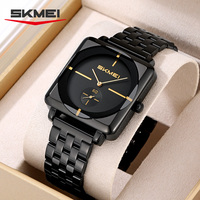 Montre Homme SKMEI 2413 Or Argent Noir Simple Style Antique Mouvement Quartz Acier Inoxydable Verre Carré Aiguilles