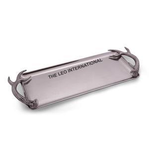 Aluminio Metal forma única asta aspecto plateado bandeja de servicio estilo elegante lujo hecho a mano hogar decorativo - Product Image 2