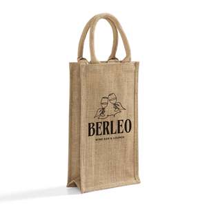 Custom Jute Wine <b>Bag</b> with Divider Washable Promotional Tote <b>Bottle</b> Holder Gift <b>Bag</b> 100% Eco-Friendly Promotional <b>Bags</b> - Product Image 1