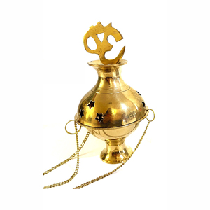 Quemador de incienso de latón de Venta caliente con cadena para colgar, proveedor mayorista indio, puerta de entrada de Hotel para el hogar y ventana decorativa - Product Image 1
