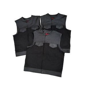 Gilet en cuir réversible de style vintage pour hommes personnalisable motif solide coupe-vent respirant fermeture à glissière pour la saison d'hiver - Product Image 5