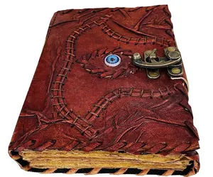 Livre des sorts Journal en cuir Deckle Edge Paper Grimoire Third Eye Vintage Leather Journal Book of Shadows
