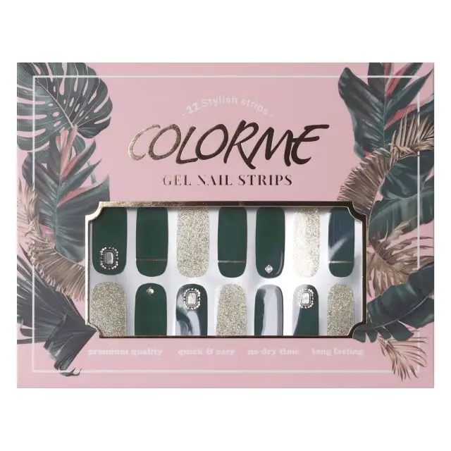 ColorMe Gel Nail Strips #24 Haute Green, Sticker Manicure Art Press On Like Being Treated at a Salon Best Korea Design