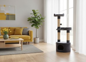 Rascador Amistar de alta calidad, modelo "Velvet Nook", para gatos y gatitos de todas las razas y tamaños. - Product Image 2