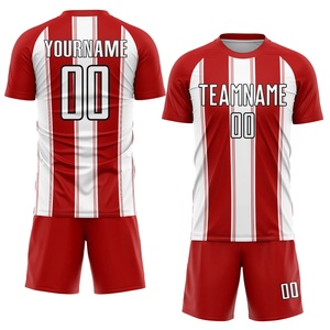 <b>Mens</b> Fully Custom Red and <b>White</b> Football Kit Breathable Soccer Jersey and <b>Shorts</b> with Custom Name and Team Logo Option - Product Image 1