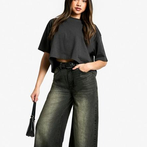 เสื้อยืดเอวลอยทรงหลวมไซส์ใหญ่พิเศษสำหรับผู้หญิงเสื้อยืดเอวลอยสีดำพิมพ์ลายสก็อตสำหรับฤดูร้อน100% ผ้าฝ้าย - Product Image 4