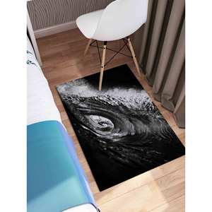 พรมพิมพ์ลายคลื่น - ดีไซน์ลายกระดานโต้คลื่นสีดำขาวทันสมัย พร้อมพรมขนนุ่ม - Product Image 5