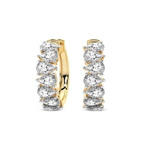 Pendientes de Aro con Diamantes Cultivados en Laboratorio, Corte Pera, 1 Ct Tw, Color F-G, Claridad VS, 14 Diamantes, Oro Sólido de 14K, para Uso Diario - Product Image 2