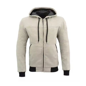 OEM Premium Sólido Beige Color Hombres Zip up Sudaderas con capucha Personalizar Logo 100% Tela de algodón Bajo MOQ Sudadera con capucha transpirable para hombres - Product Image 1