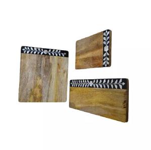 Plato para servir de madera de mango con junta de resina de madreperla, tabla de queso de madera de mango Natural de alta calidad, nuevos artículos de cocina - Product Image 1