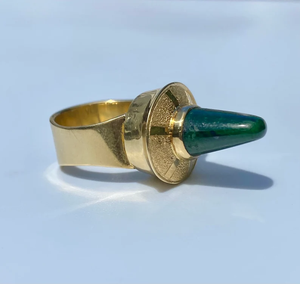 Pointed Cone Nephrite <b>Jade</b> <b>Ring</b> 6 Carat Nephrite Green <b>Jade</b> in Solid 18k Yellow Gold Vintage <b>Ring</b> for Men's Fashion Jewelry - Product Image 2