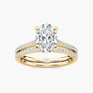 Anillo de Compromiso con Diamante Cultivado en Laboratorio de Corte Ovalado de 2.50 CTW |   Bandas de Pavé |   Juego de Joyas de Oro Sólido de 14K para Novia - Product Image 2