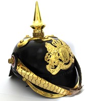 Casque Pickelhaube classique en cuir d'agate prussienne allemande authentique, fait main, motif couronne - Taille personnalisable pour collectionneurs