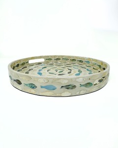Wholesale Handmade Mother Of Pearl Serving Tray Oval Soft Green Inlay Design Elegant Home Dining <b>Hotel</b> <b>Supply</b> Sustainable Craft - Product Image 6
