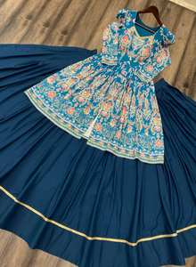 Traje Lehenga DE TRABAJO estampado floral de seda de rayón de diseñador de Fab Zone - Product Image 5
