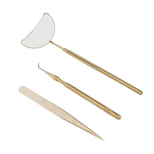 ชุดแหนบถอนขนตาสแตนเลสพร้อมกระจกต่อขนตาสีทองอุปกรณ์ร้านเสริมสวย - Product Image 4