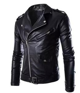 Veste en cuir mince de moto en gros Veste en cuir de couleur blanche pour hommes Manteau de mode Veste en cuir PU pour hommes Automne hiver - Product Image 6