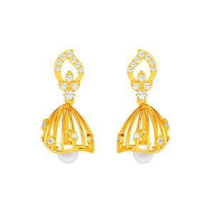 Pendientes Colgantes Jhumki Jhumka de Plata 925 Premium para Mujer, Diseño Vintage en Forma de Campana, para Bodas y Fiestas, con Cuarzo y Latón - Product Image 1