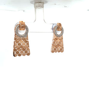 18K <b>Rose</b> <b>Gold</b> Diamond Necklace <b>Set</b> Modern Tassel Scallop Fine <b>Jewelry</b> - Product Image 6