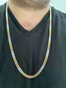 Nuevo Collar de Cadena Cubana de Plata de Ley 925 Chapada en Oro con Oro Tricolor para Mujer de JBR & Co - Product Image 3