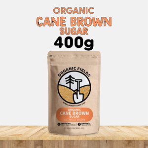 ORGANIC FIELDS Sucre de canne brun biologique 400g, non raffiné, granulé et en poudre, en cubes - Product Image 1